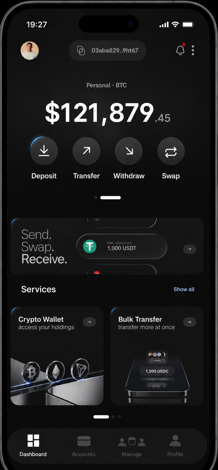 CapitalPark mobile banking interface